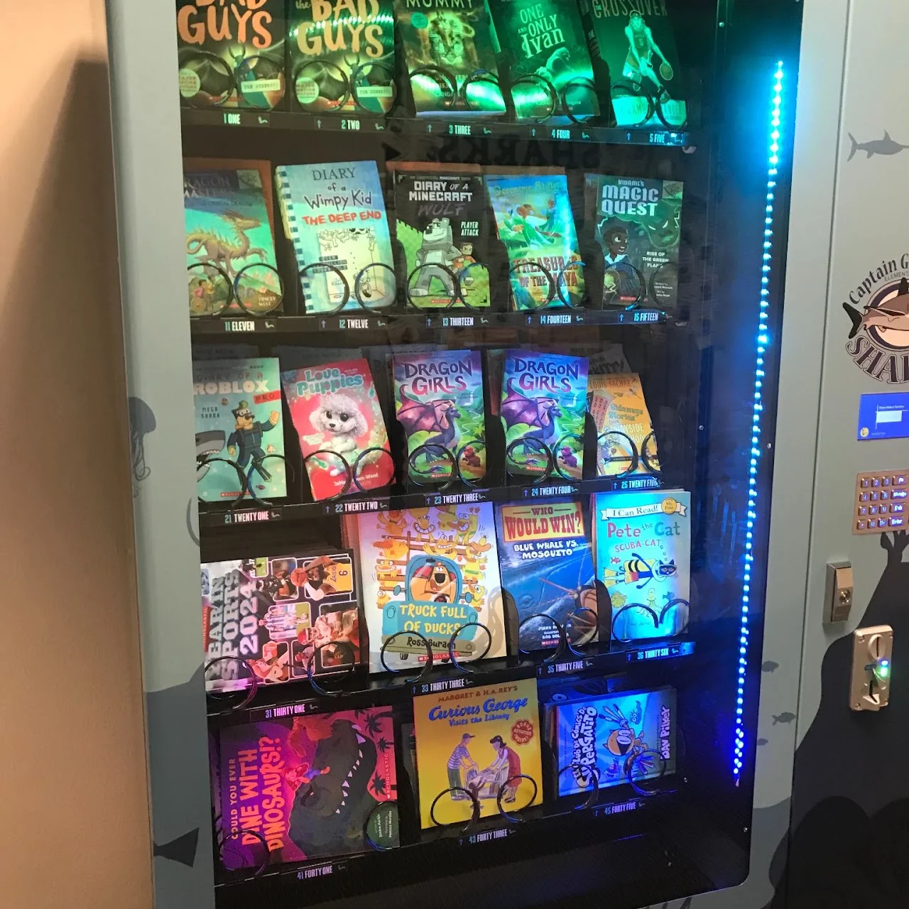 School book vending machine filled with children’s books