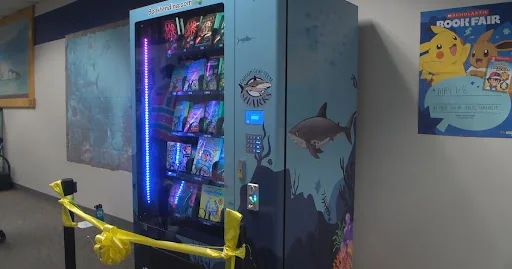 The book vending machine at Captain Gray STEM Elementary School