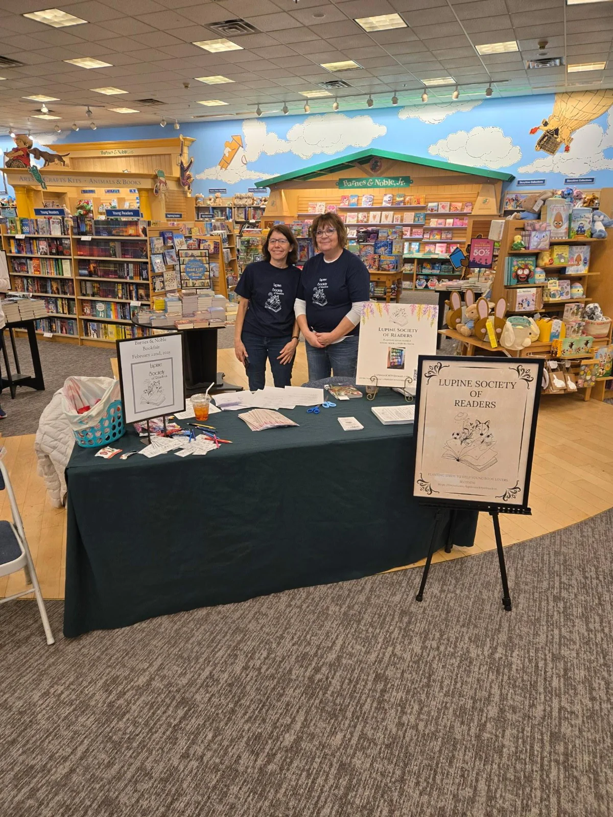 Lupine Society book display in a library
